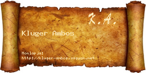 Kluger Ambos névjegykártya